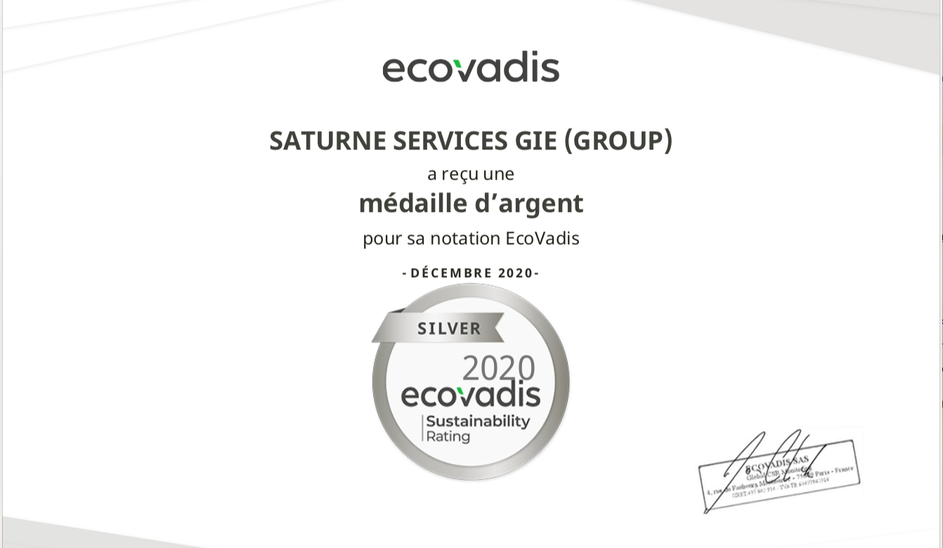 Le Groupe Saturne - RSE - Médaille Ecovadis - Nettoyage professionnel - Entreprise de nettoyage